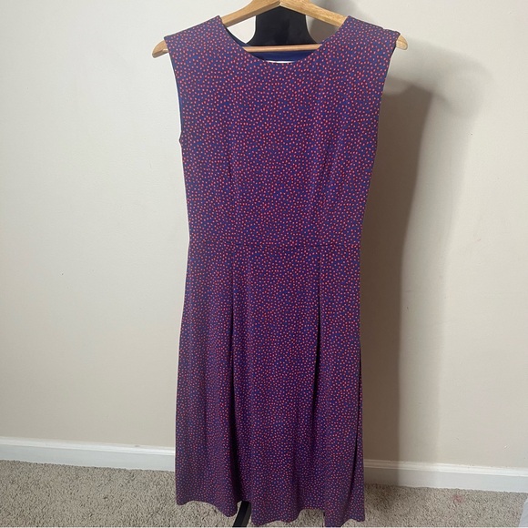 Boden Women’s Blue Red Floral Print Sleeveless Sheath Jersey Midi Dress Sz 6R - Picture 7 of 10